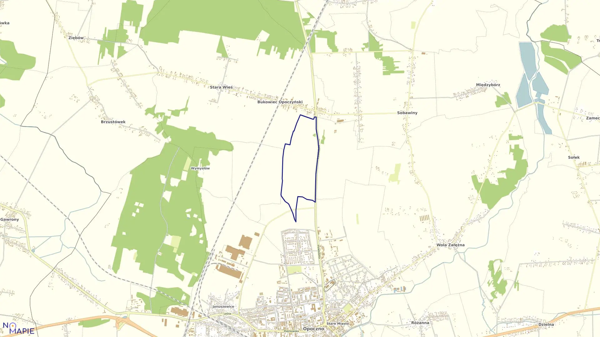 Mapa obrębu 3 w gminie Opoczno