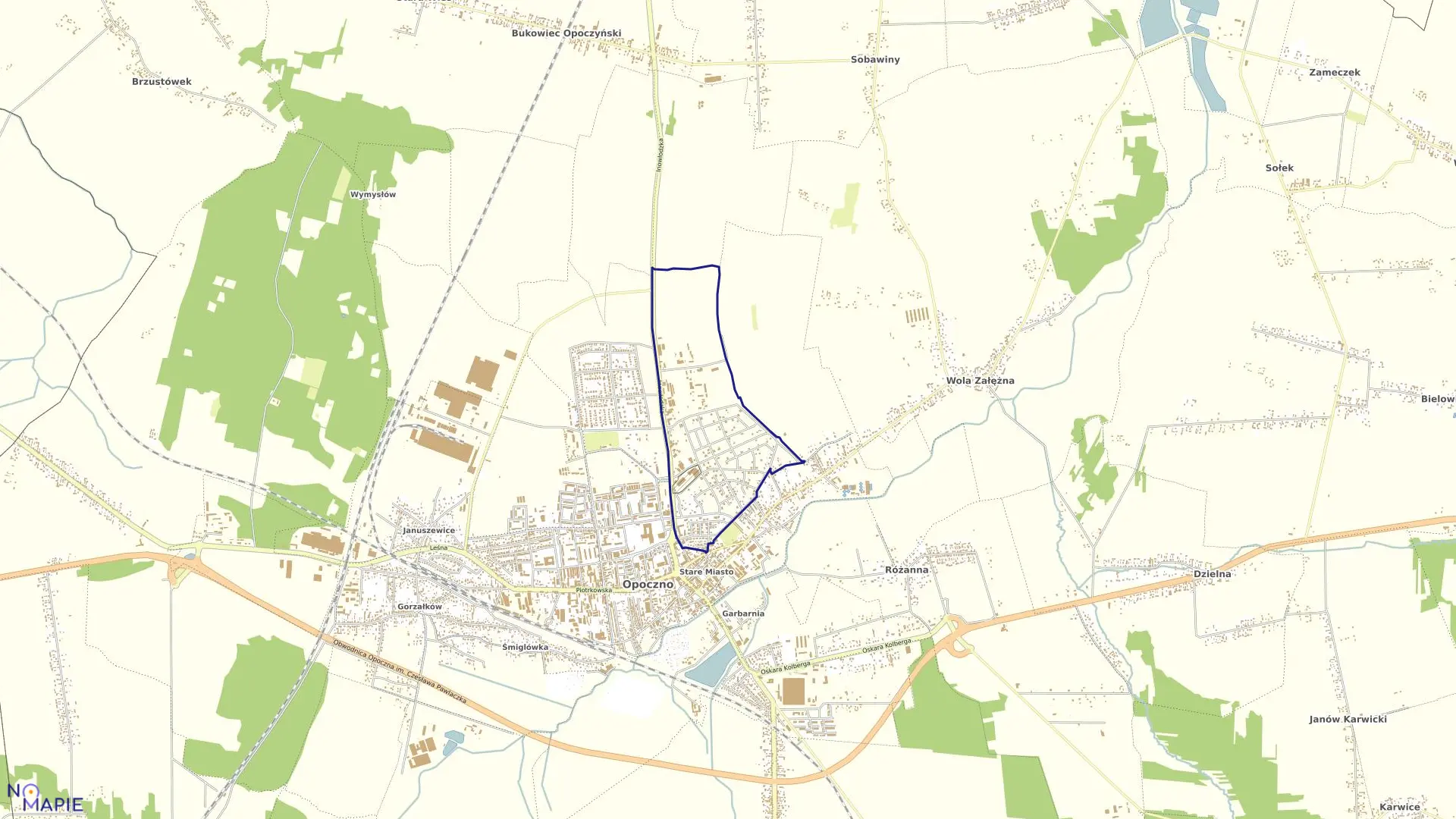 Mapa obrębu 7 w gminie Opoczno
