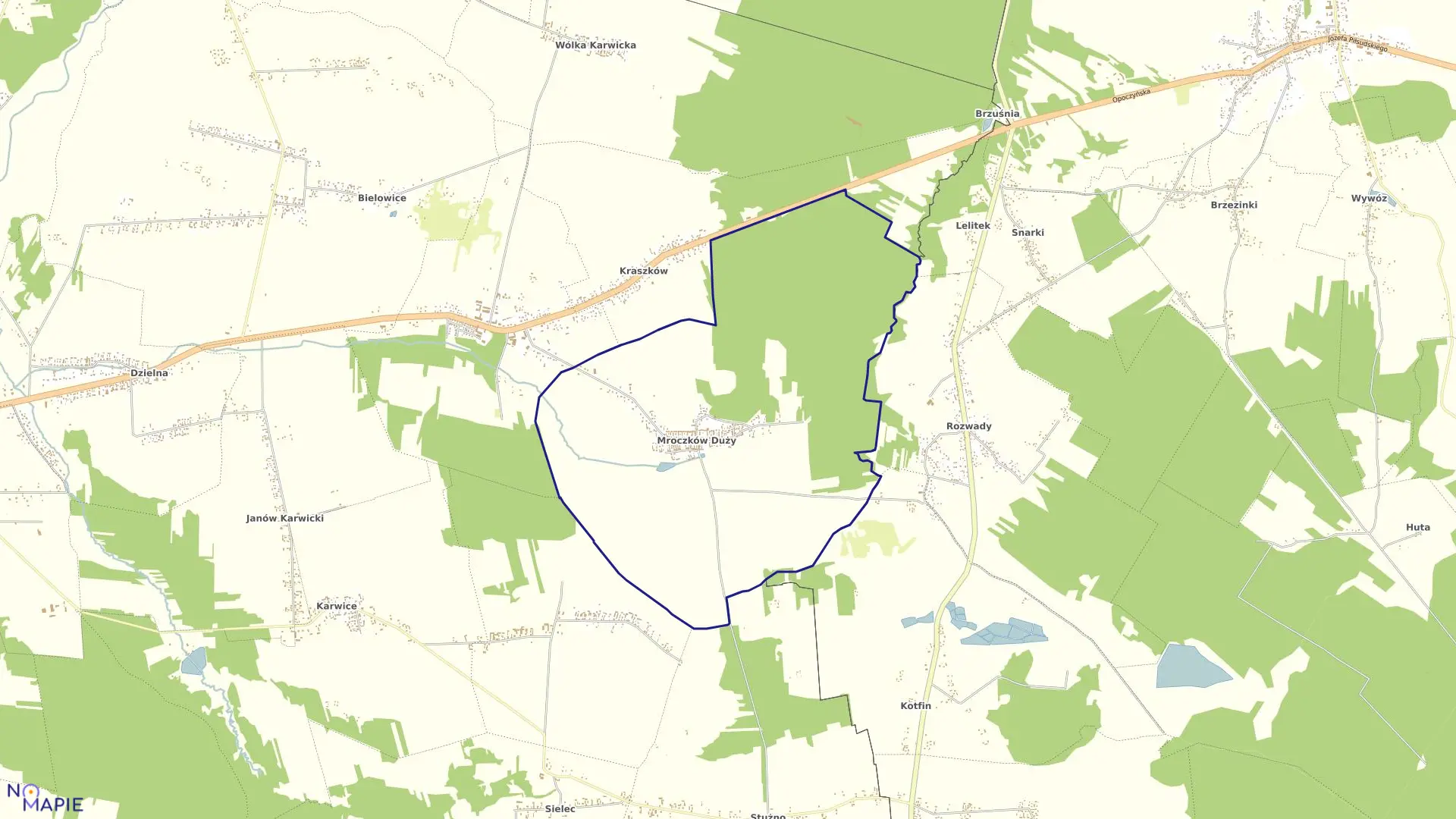 Mapa obrębu MROCZKÓW DUŻY w gminie Opoczno
