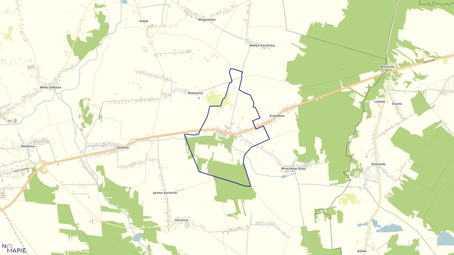Mapa obrębu MROCZKÓW GOŚCINNY w gminie Opoczno